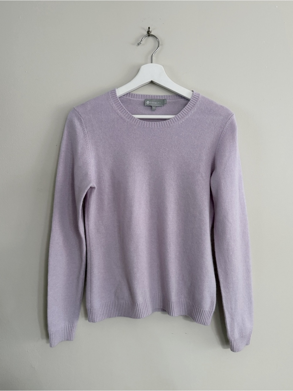 W.Cashmere Sweater Women XS Lavender 100% Cashmere Crewneck Quiet Luxury Pastel